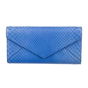 Smythson python leather clutch, Nile Blue